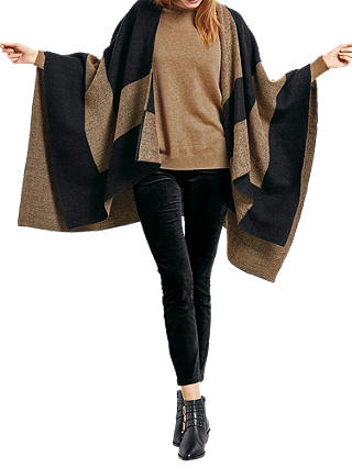 hush Reversible Blanket Shawl, Black/Brown