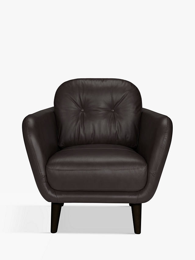 John Lewis Partners Arlo Leather, Black Leather Arm Chair
