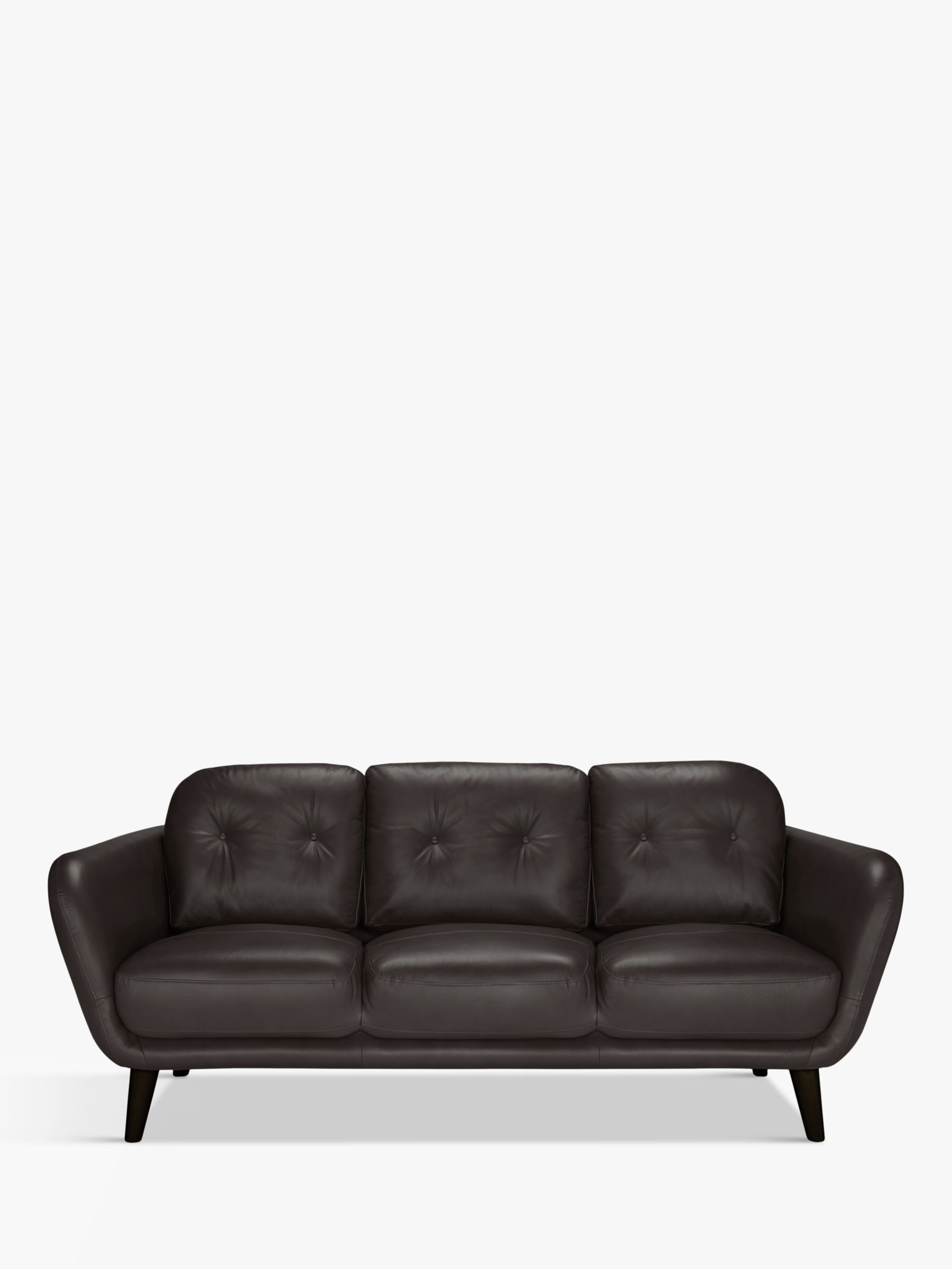 Arlo Range, John Lewis Arlo Large 3 Seater Leather Sofa, Dark Leg, Demetra Charcoal