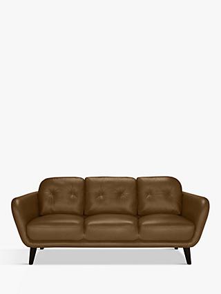 Arlo Range, John Lewis Arlo Large 3 Seater Leather Sofa, Dark Leg, Demetra Light Tan
