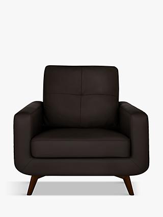 Barbican Range, John Lewis Barbican Leather Armchair, Dark Leg, Demetra Charcoal