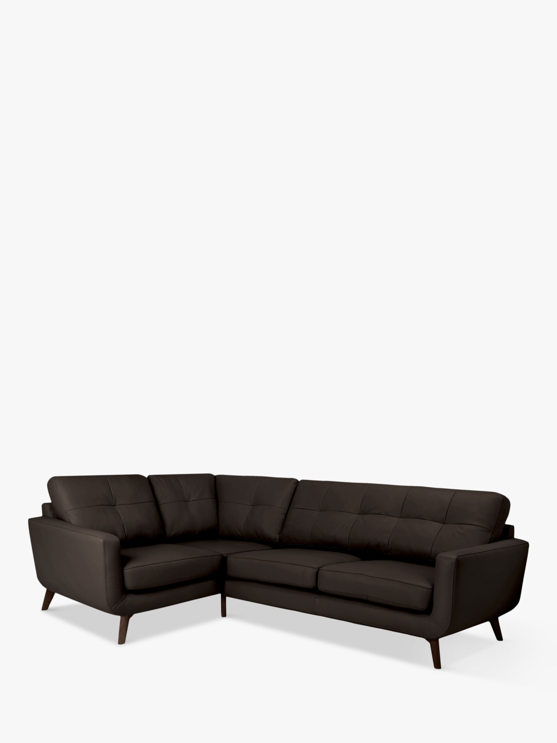 John Lewis Barbican 4 Seater LHF Corner End Leather Sofa, Dark Leg