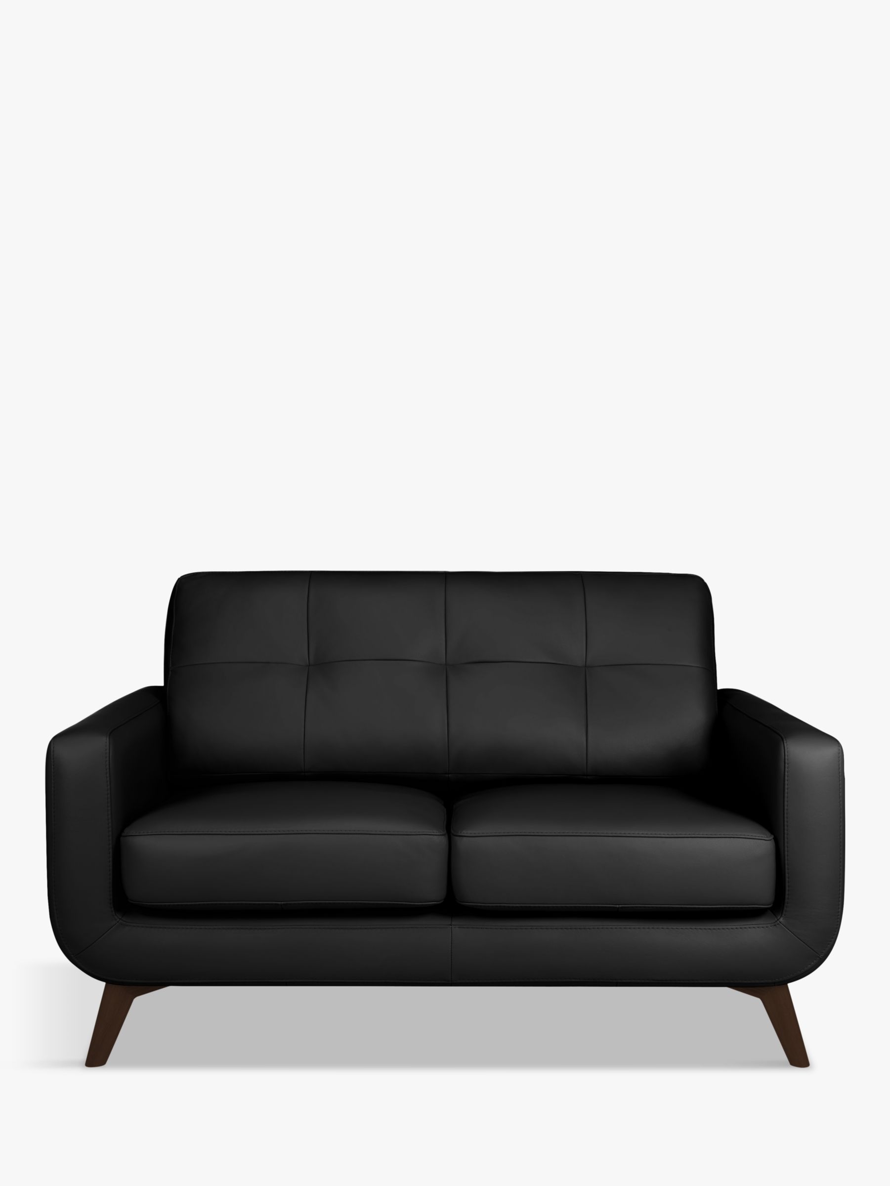 Barbican Range, John Lewis Barbican Small 2 Seater Leather Sofa, Dark Leg, Contempo Black