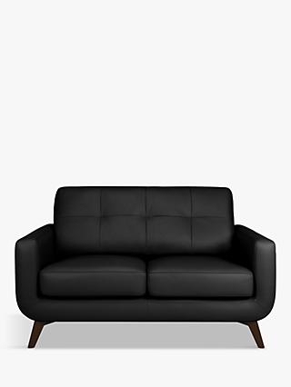 Barbican Range, John Lewis Barbican Small 2 Seater Leather Sofa, Dark Leg, Contempo Black