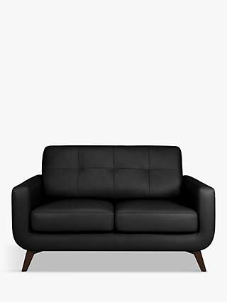 John Lewis & Partners Barbican Small 2 Seater Leather Sofa, Dark Leg