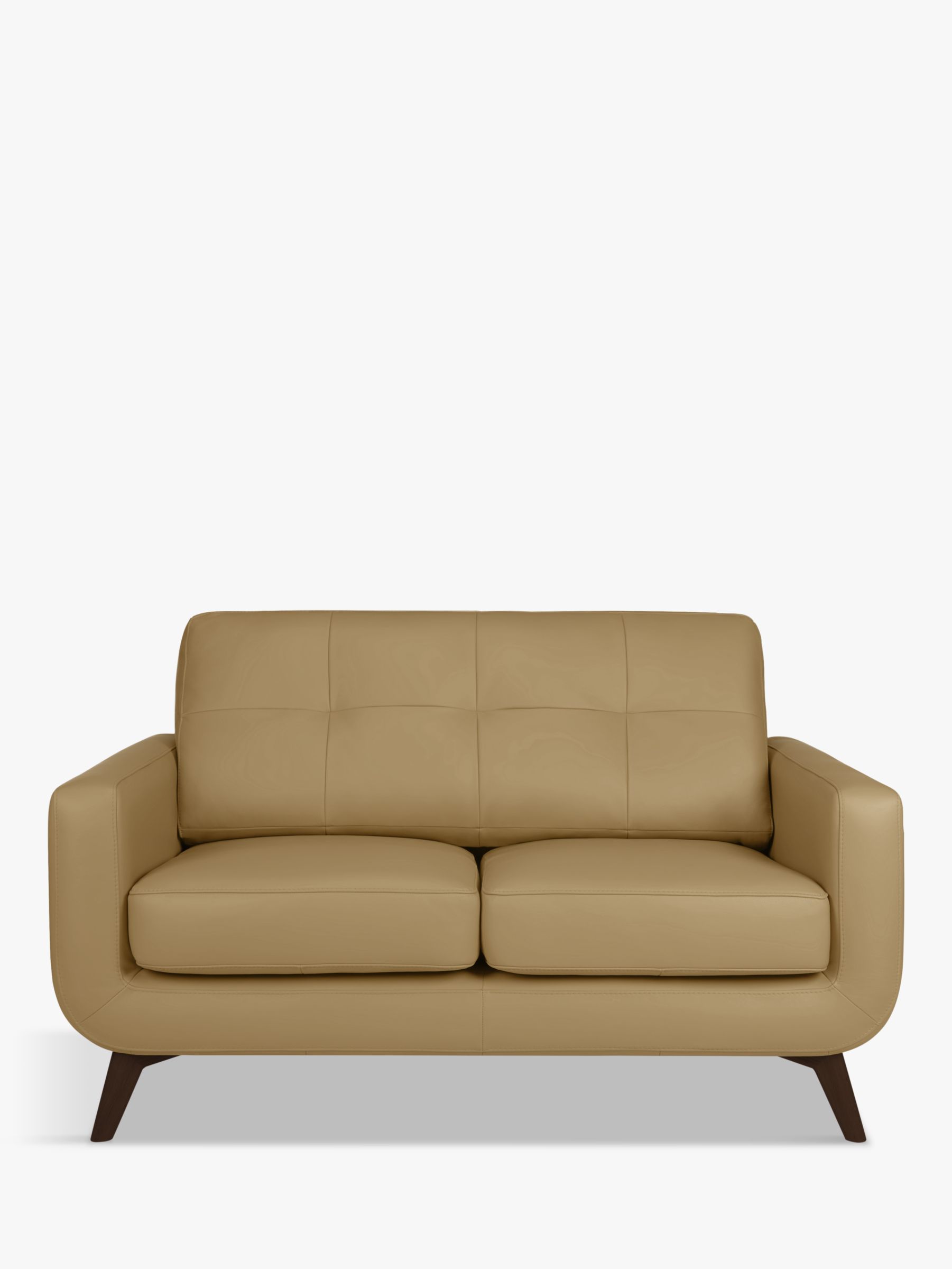 Barbican Range, John Lewis Barbican Small 2 Seater Leather Sofa, Dark Leg, Sellvagio Parchment