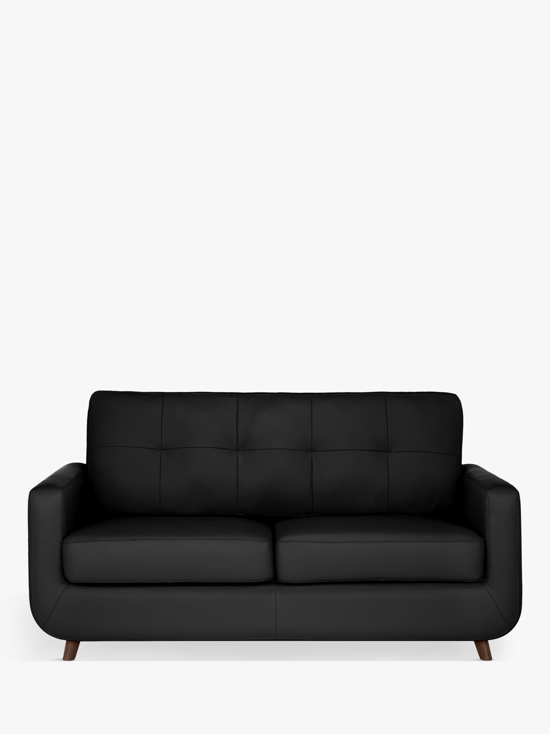Barbican Range, John Lewis Barbican Medium 2 Seater Leather Sofa, Dark Leg, Contempo Black