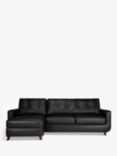 John Lewis Barbican LHF Chaise End Leather Sofa, Dark Leg, Contempo Black
