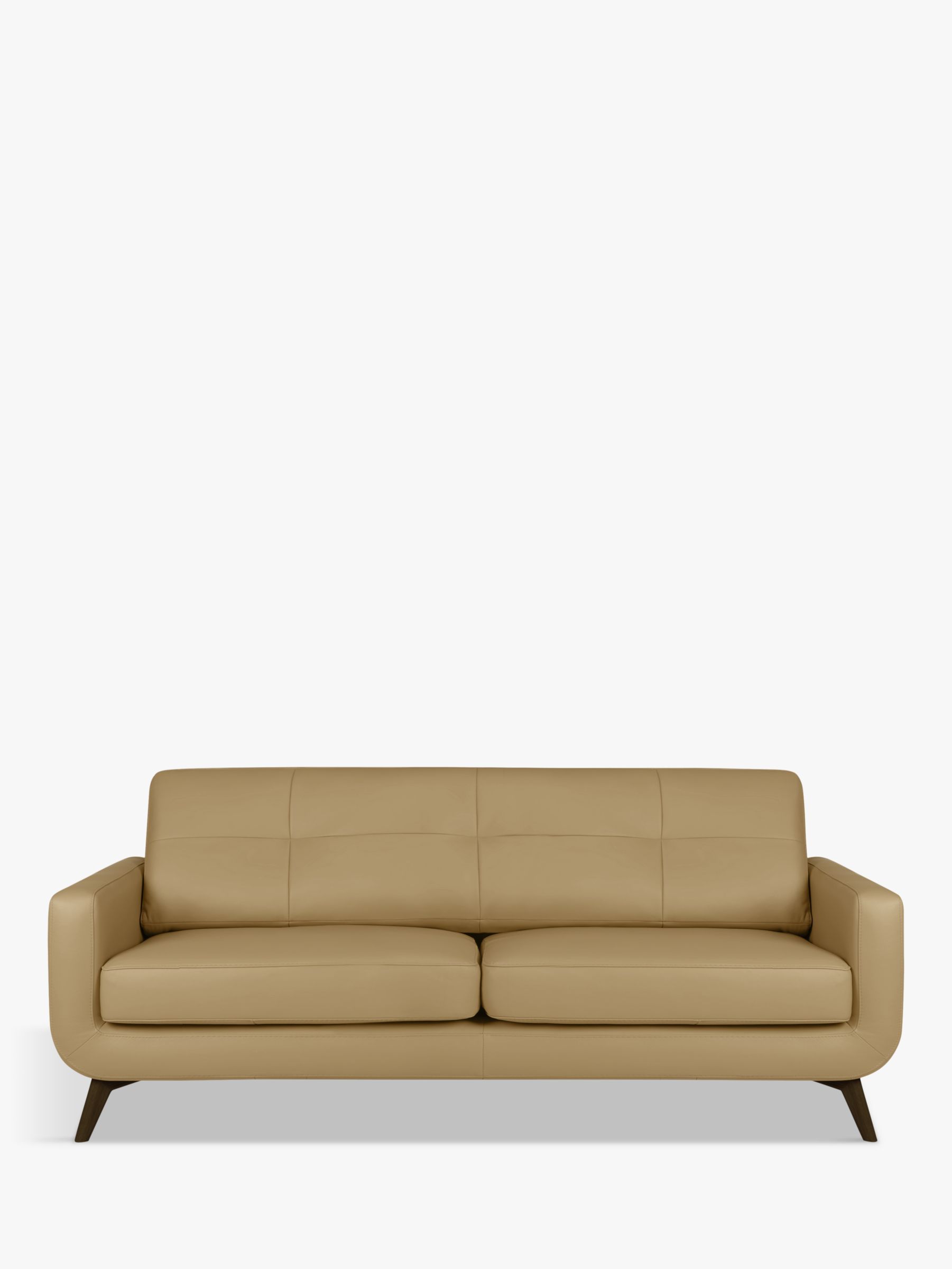 Barbican Range, John Lewis Barbican Large 3 Seater Leather Sofa, Dark Leg, Sellvagio Parchment