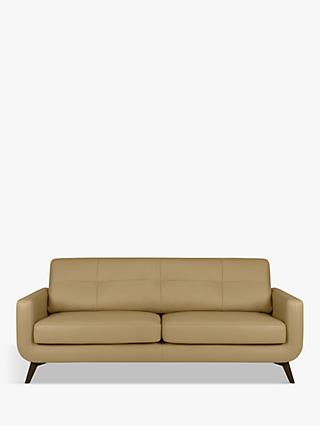 Barbican Range, John Lewis Barbican Large 3 Seater Leather Sofa, Dark Leg, Sellvagio Parchment
