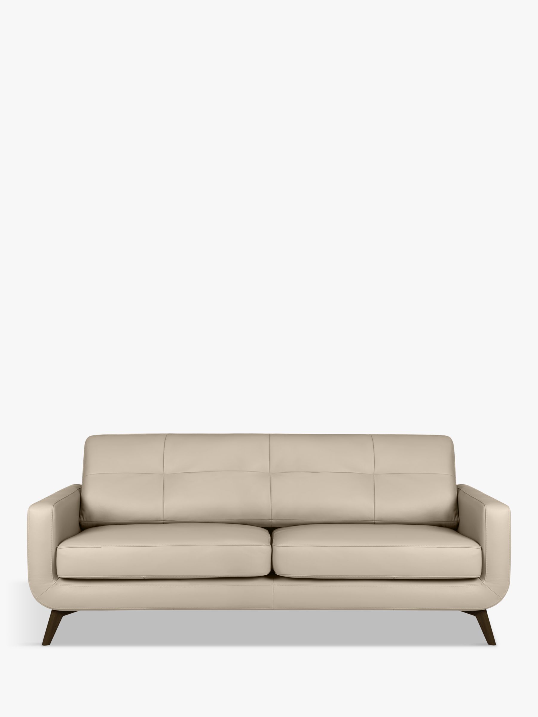 Barbican Range, John Lewis Barbican Large 3 Seater Leather Sofa, Dark Leg, Nature Putty