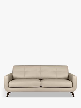 Barbican Range, John Lewis Barbican Large 3 Seater Leather Sofa, Dark Leg, Nature Putty