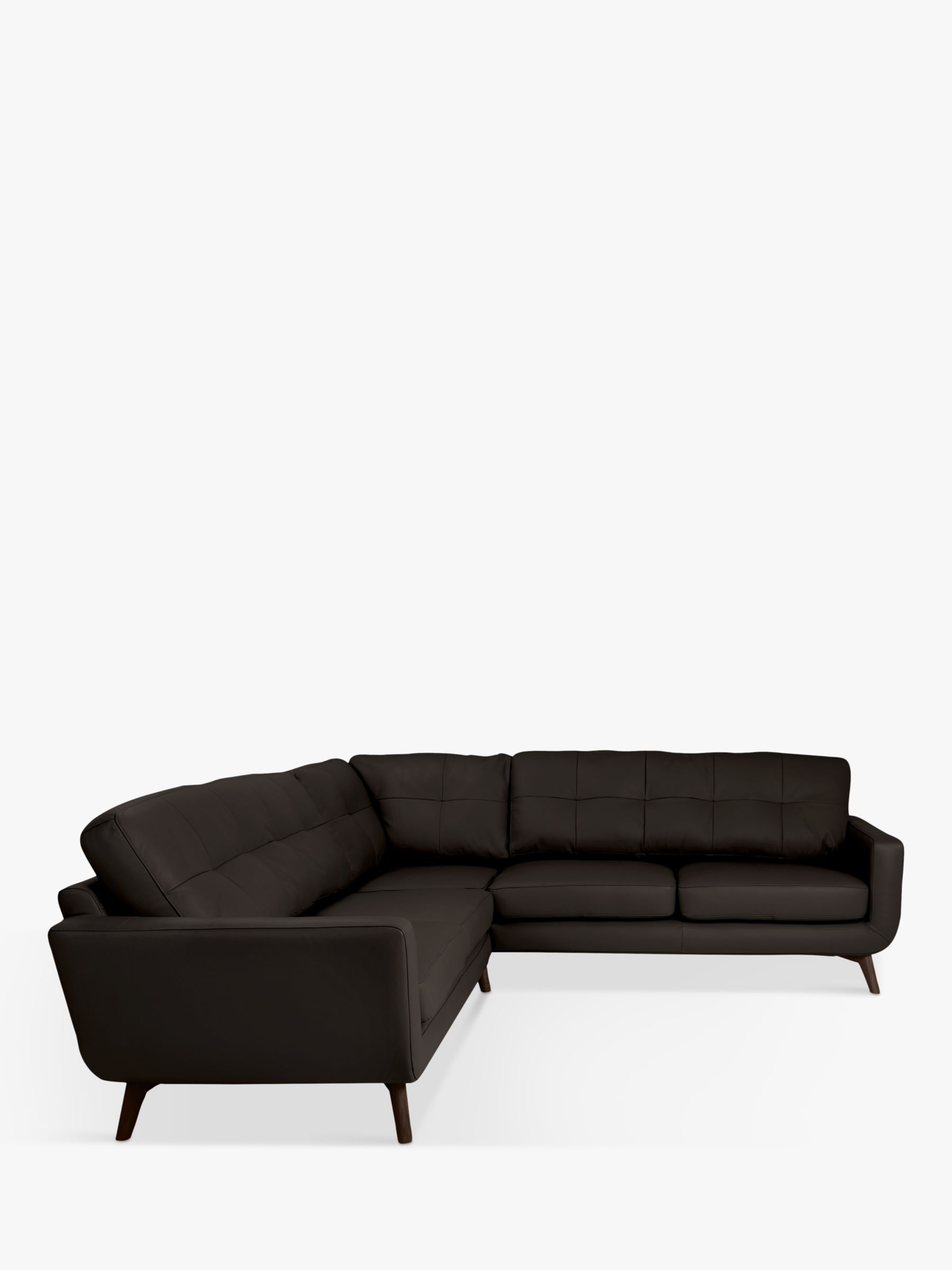 John Lewis Barbican 5+ Seater Leather Corner Sofa, Dark Leg