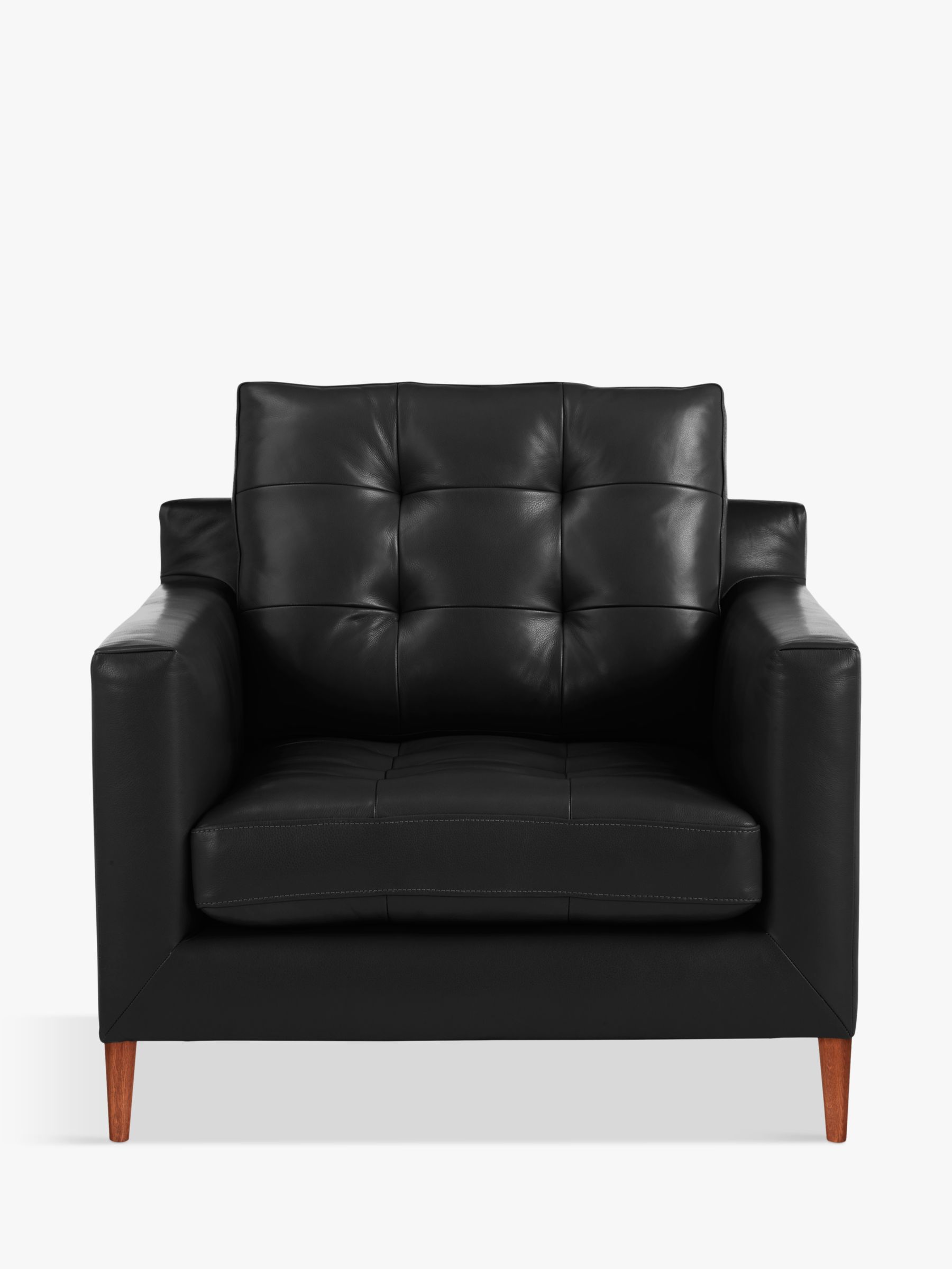 Draper Range, John Lewis Draper Leather Armchair, Dark Leg, Contempo Black