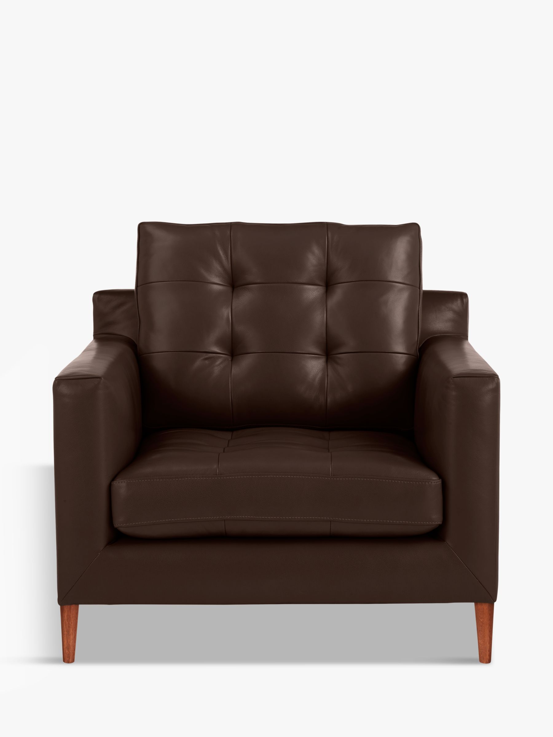 Draper Range, John Lewis Draper Leather Armchair, Dark Leg, Contempo Dark Chocolate