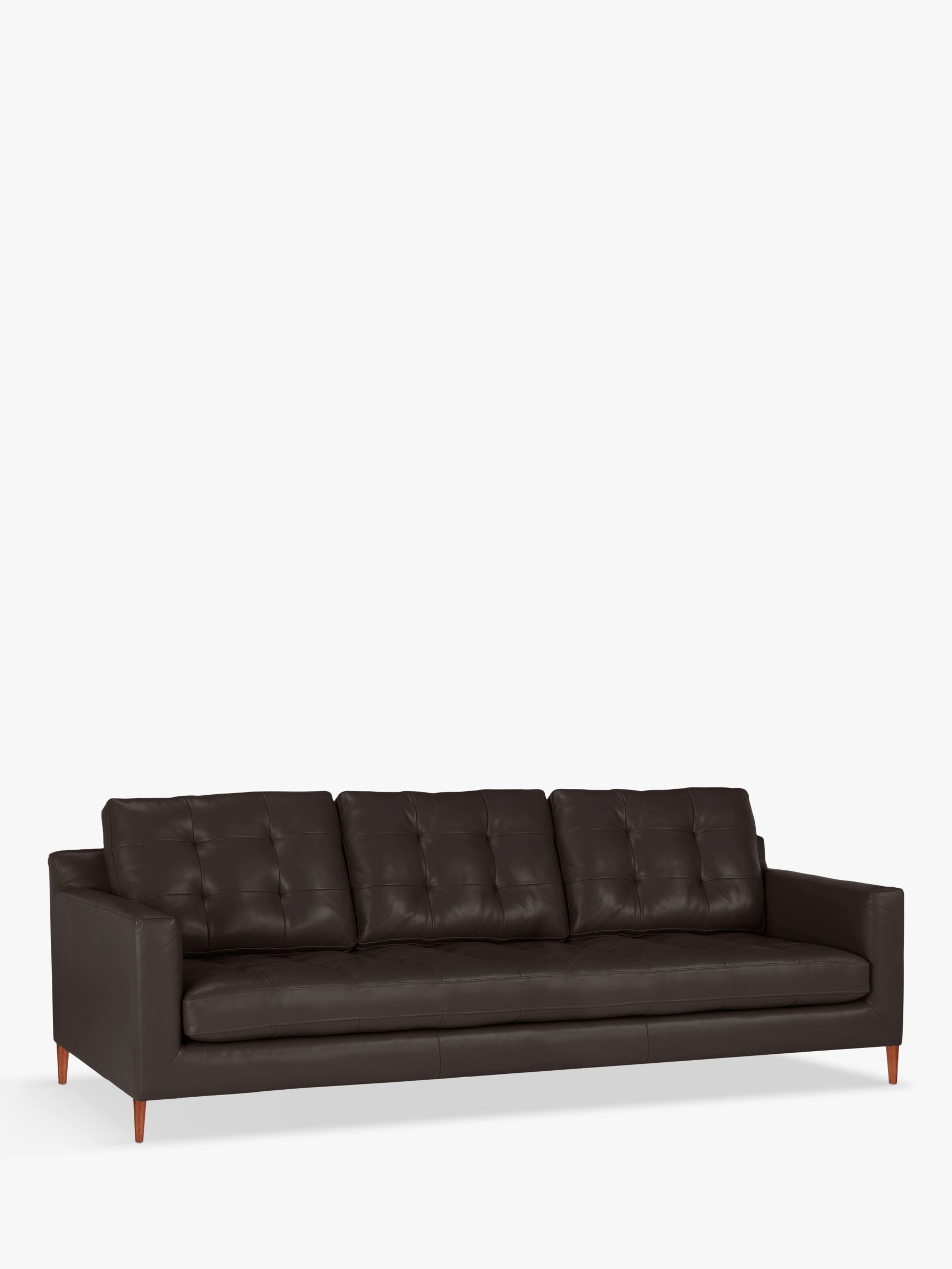 John Lewis Draper Leather Grand 4 Seater Sofa, Dark Leg
