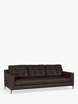 John Lewis Draper Leather Grand 4 Seater Sofa, Dark Leg