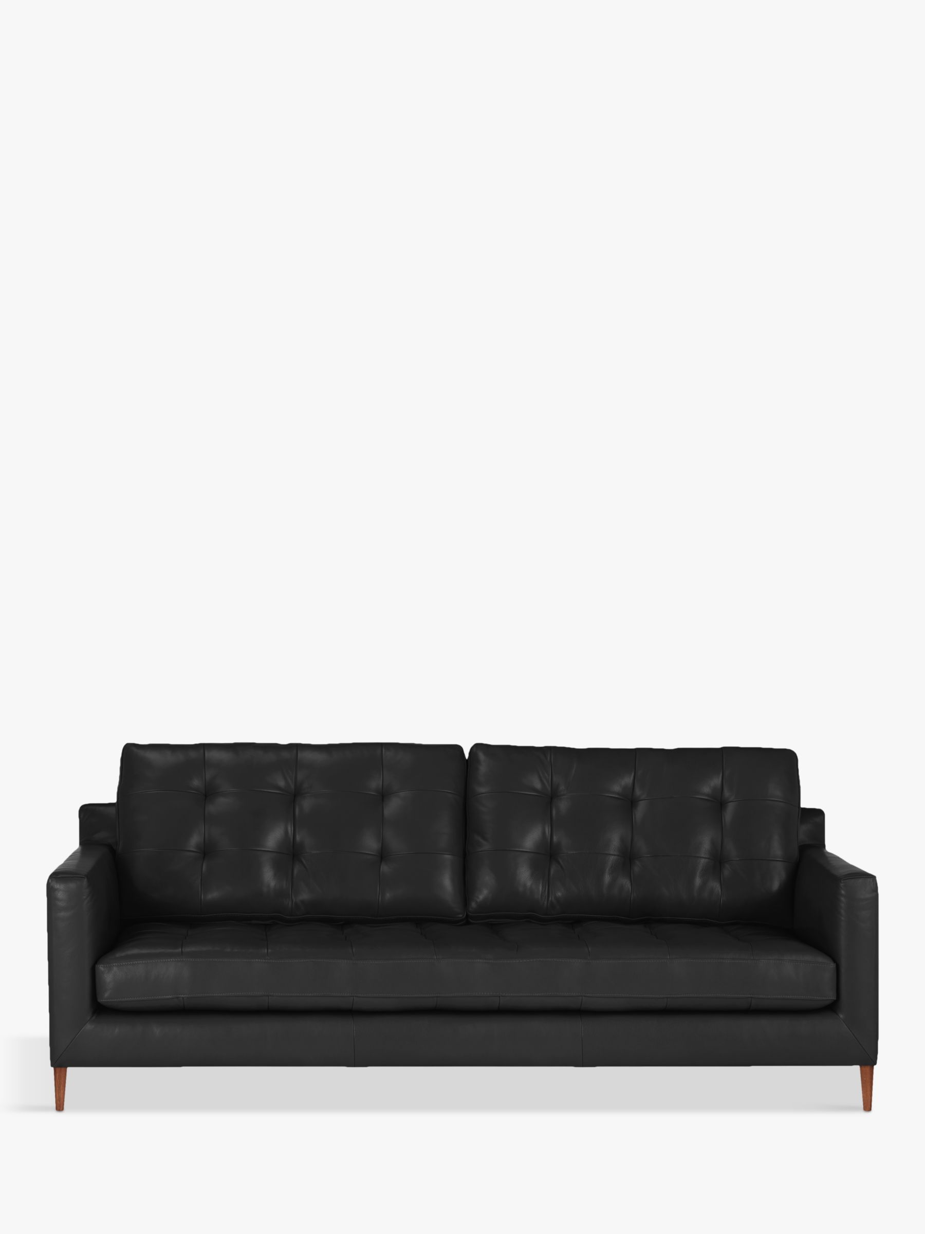 John Lewis Draper Large 3 Seater Leather Sofa, Dark Leg