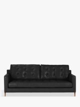 John Lewis Draper Large 3 Seater Leather Sofa, Dark Leg