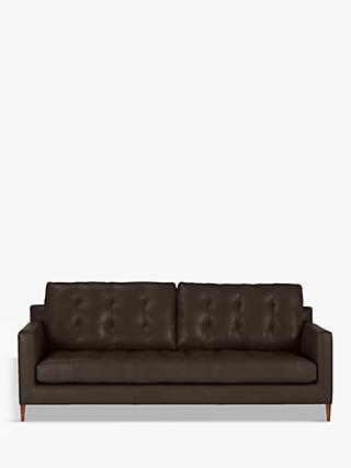 Draper Range, John Lewis Draper Large 3 Seater Leather Sofa, Dark Leg, Contempo Dark Chocolate