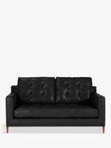 John Lewis Draper Medium 2 Seater Leather Sofa, Dark Leg