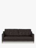 John Lewis Draper Large 3 Seater Leather Sofa, Dark Leg, Demetra Charcoal