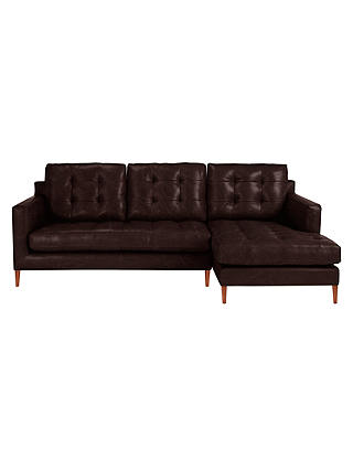 John Lewis & Partners Draper Leather RHF Chaise End Sofa, Dark Leg