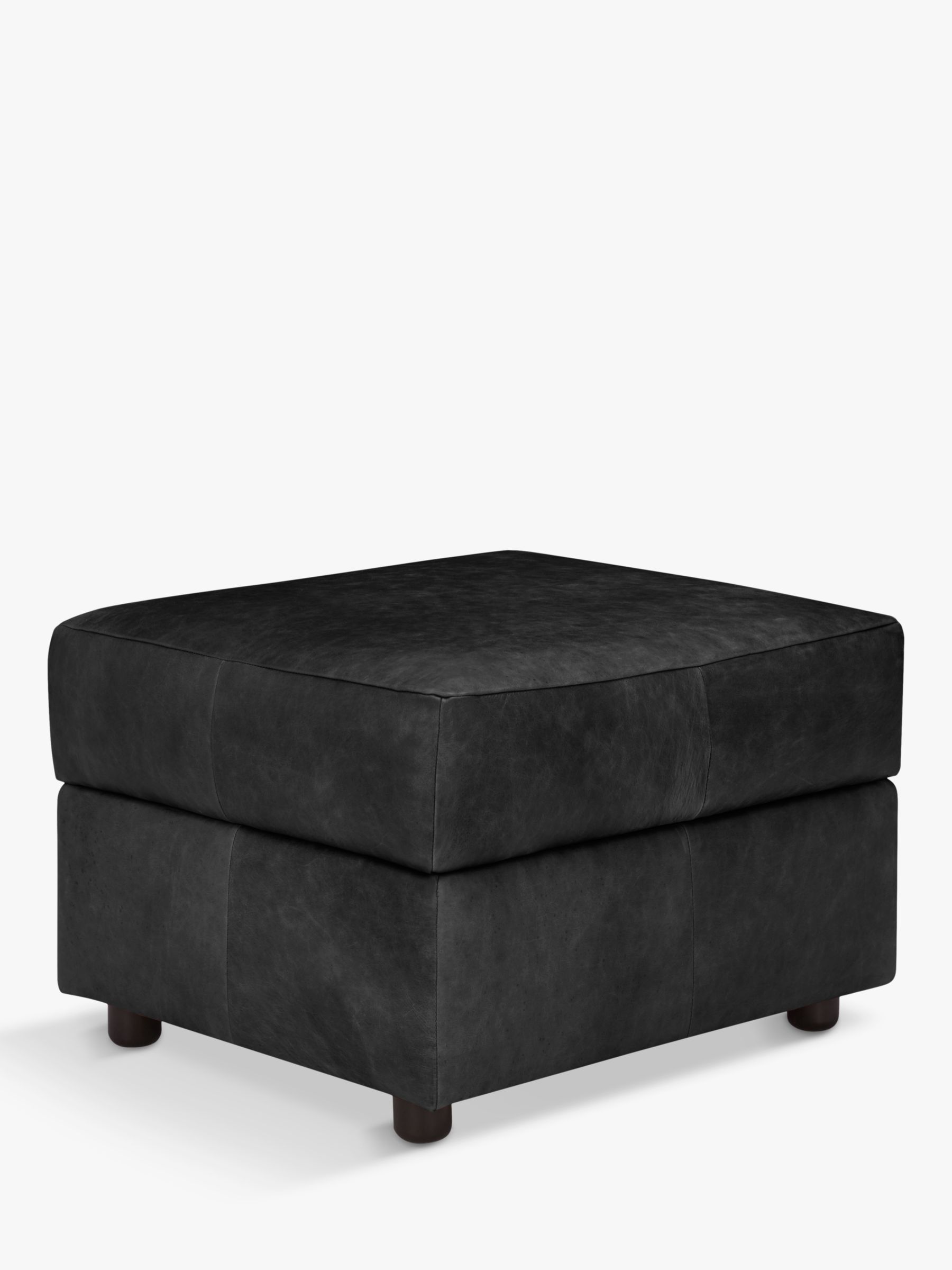 Oliver Range, John Lewis Oliver Modular Leather Storage Stool Unit Dark Leg, Contempo Black