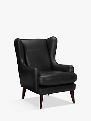 Bergen Range, John Lewis Bergen Leather Armchair, Dark Leg, Contempo Black