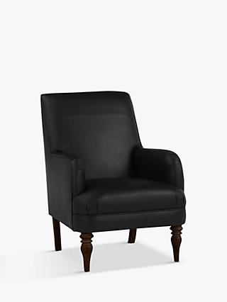Sterling Range, John Lewis Sterling Leather Armchair, Dark Leg, Contempo Black