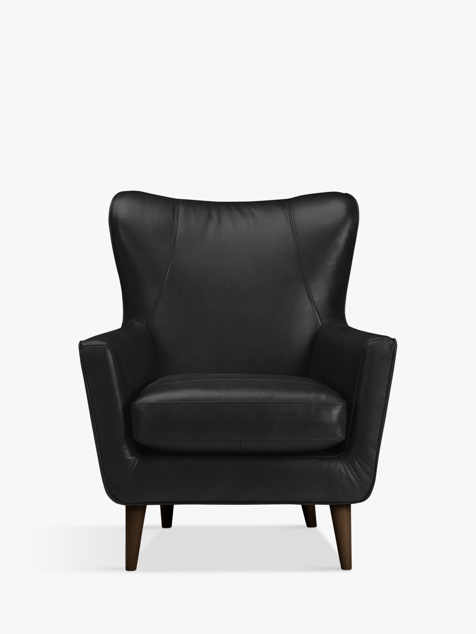 Thomas Range, John Lewis Thomas Leather Wing Chair, Dark Leg, Contempo Black
