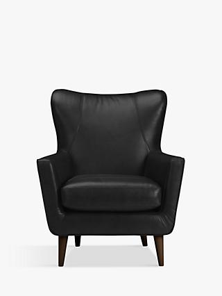 John Lewis Thomas Leather Wing Chair, Dark Leg