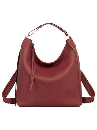 AllSaints Kita Small Leather Backpack, Berry Red