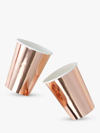 Ginger Ray Foiled Paper Cups, Rose Gold, Pack of 8