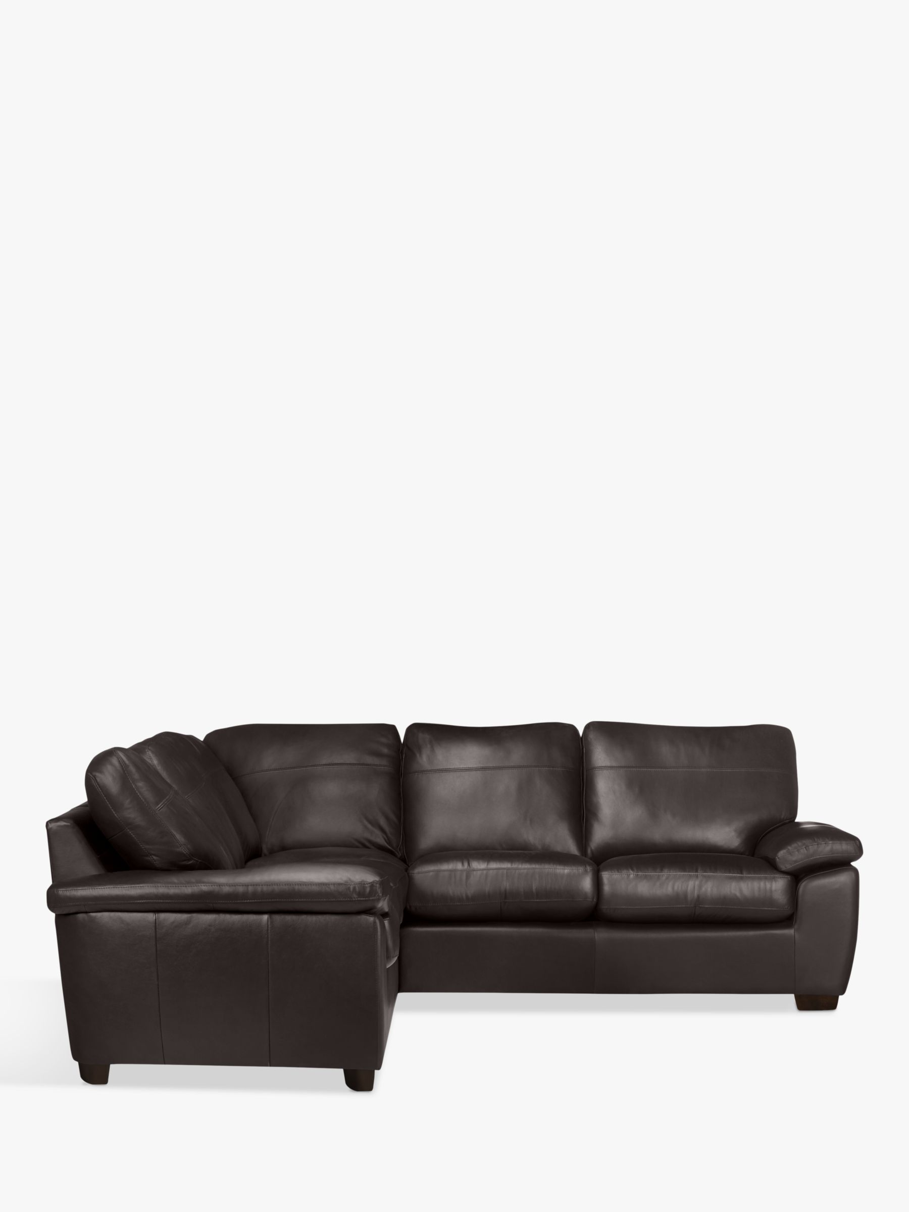 Photo of John lewis camden 5+ seater leather corner sofa dark leg