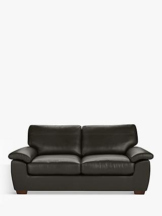 John Lewis Camden Large 3 Seater Leather Sofa, Dark Leg