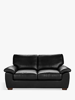 Camden Range, John Lewis Camden Medium 2 Seater Leather Sofa, Dark Leg, Contempo Black
