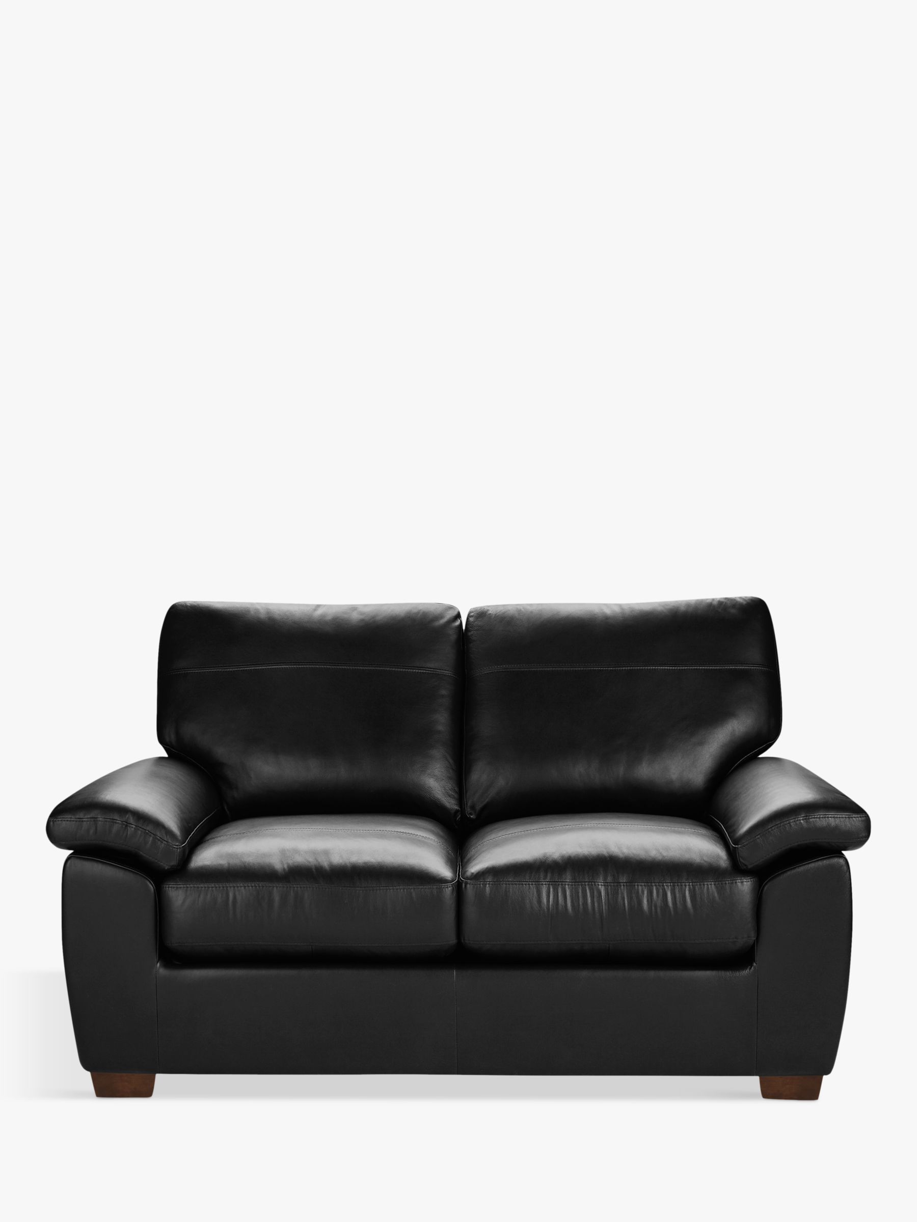 Camden Range, John Lewis Camden Small 2 Seater Leather Sofa, Dark Leg, Comtempo Black