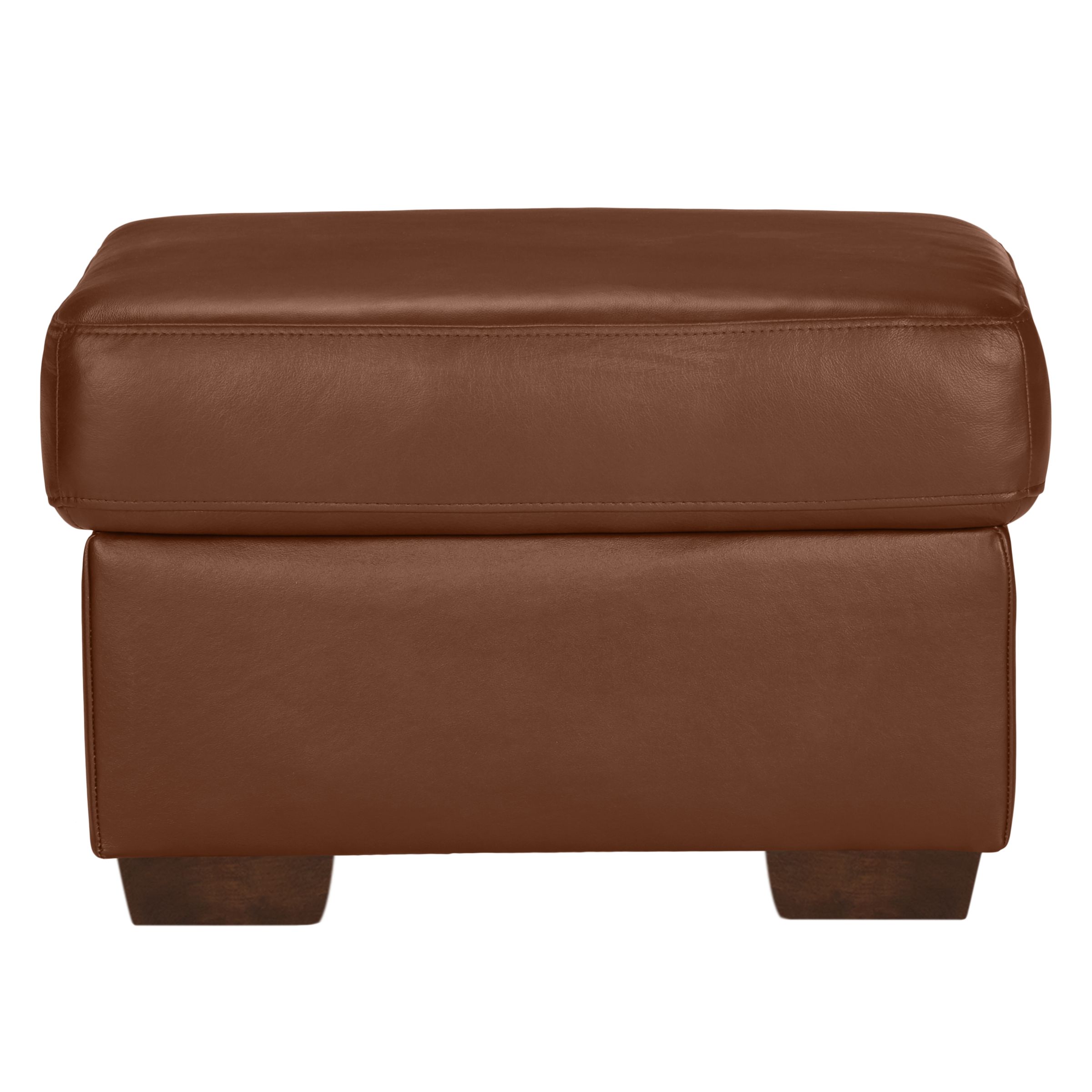 John Lewis Camden Leather Storage Footstool, Dark Leg