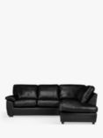 John Lewis Camden 5+ Seater RHF Chaise Corner End Leather Sofa, Dark Leg, Contempo Black