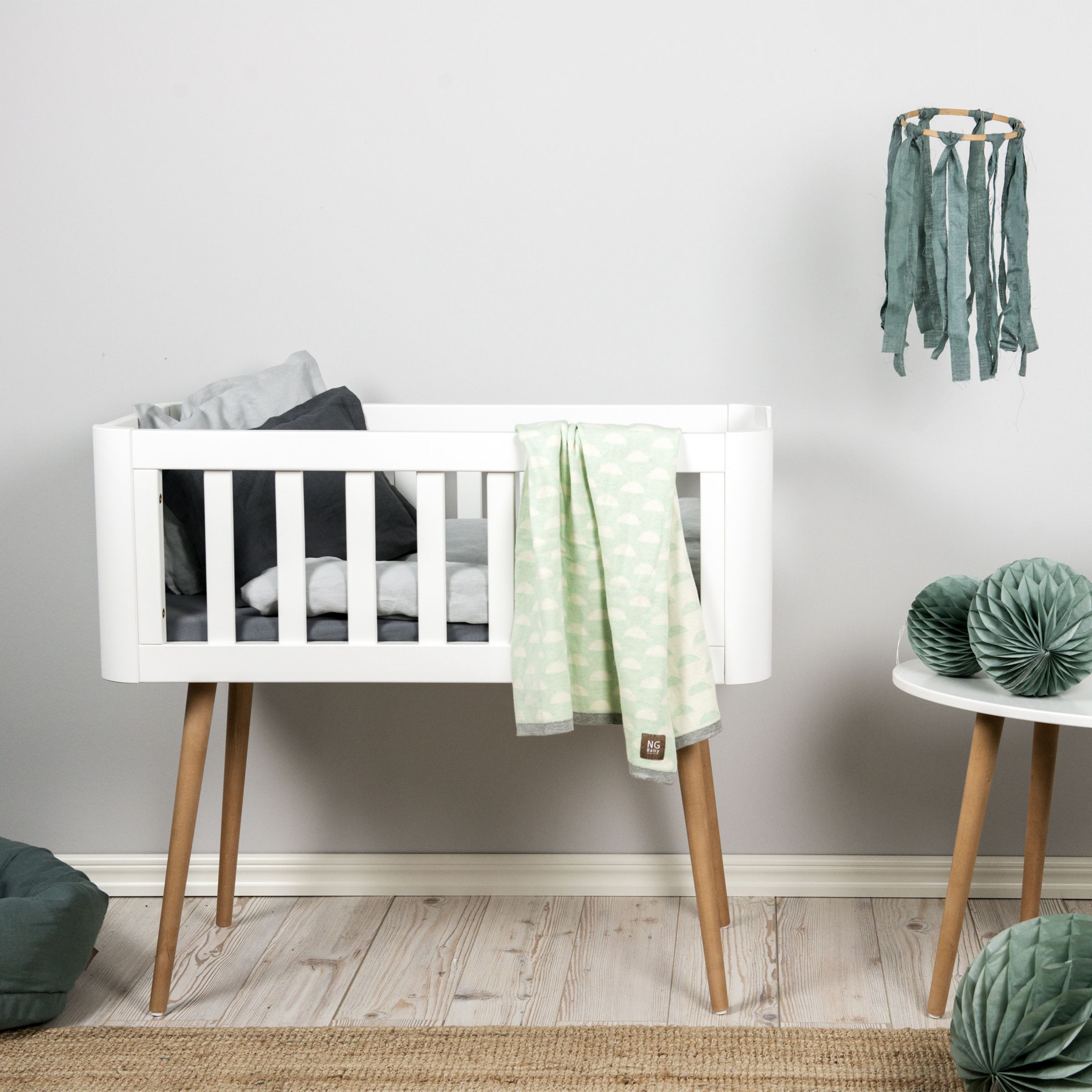 Troll Retro Crib, White/Wood at John Lewis &amp; Partners