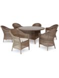 KETTLER RHS Harlow Carr 6 Seater Round Garden Dining Table and Chairs Set, Natural