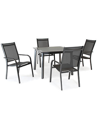 KETTLER Surf 4 Seater Garden Dining Table and Stacking Chairs Set, Grey