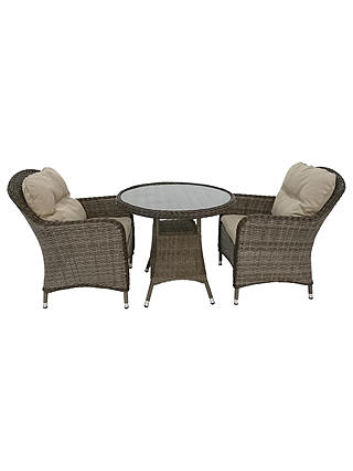 LG Outdoor Marseille 2 Seater Garden Bistro Table and Chairs Set, Natural