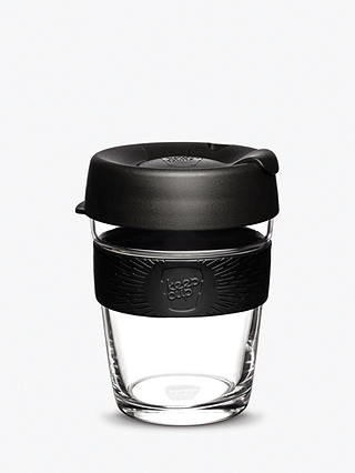 KeepCup Brew Reusable 12oz Glass Coffee Cup / Travel Mug, 340ml, Clear/Black