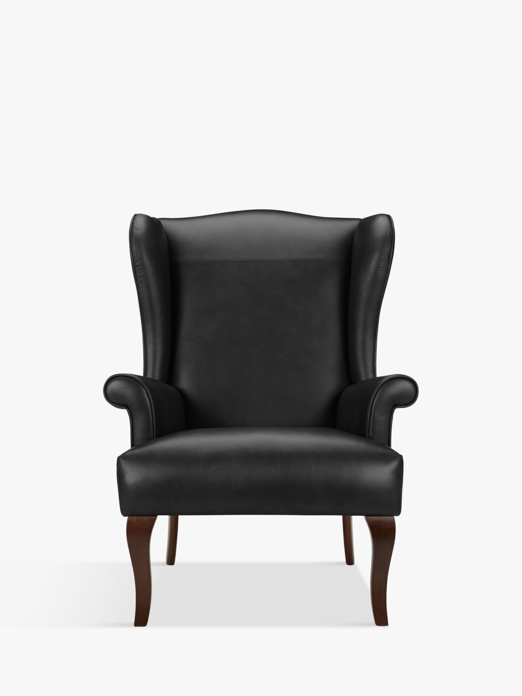 Shaftesbury Range, John Lewis Shaftesbury Leather Wing Chair, Dark Leg, Contempo Black