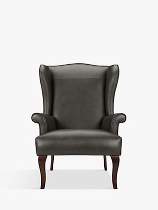 Shaftesbury Range, John Lewis Shaftesbury Leather Wing Chair, Dark Leg, Winchester Anthracite