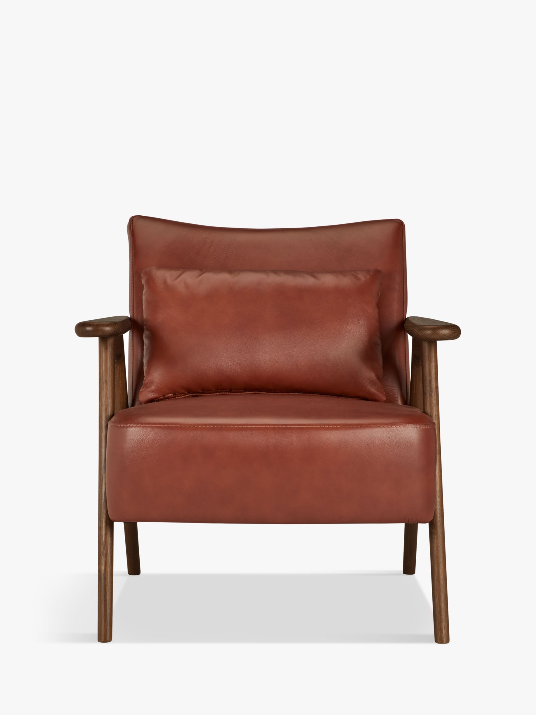 John Lewis & Partners Hendricks Leather Armchair, Dark Wood Frame, Contempo Castanga at John ...