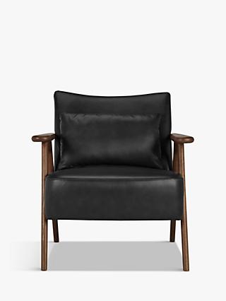 Hendricks Range, John Lewis Hendricks Leather Armchair, Dark Wood Frame, Contempo Black