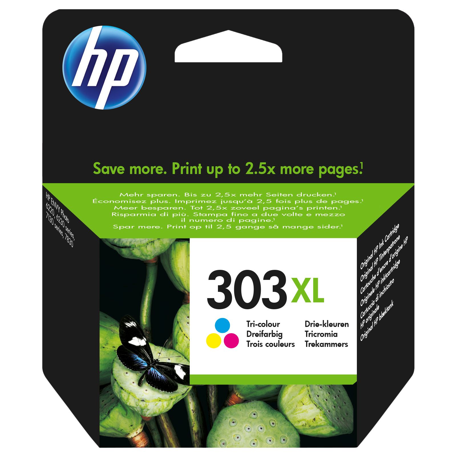 HP 303 XL Tri-Colour Original Ink Cartridge, Single, Instant Ink